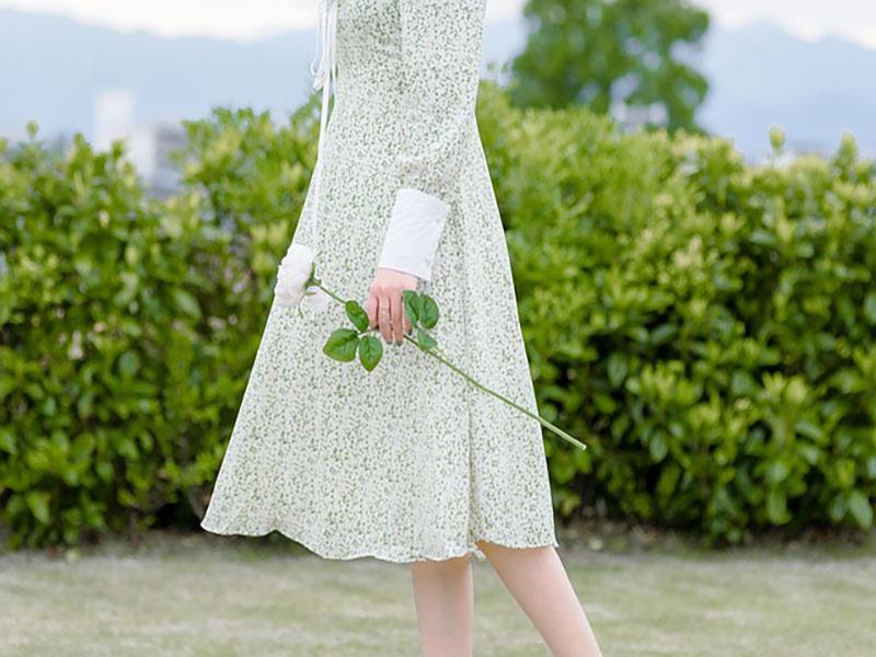 blue floral modest dress